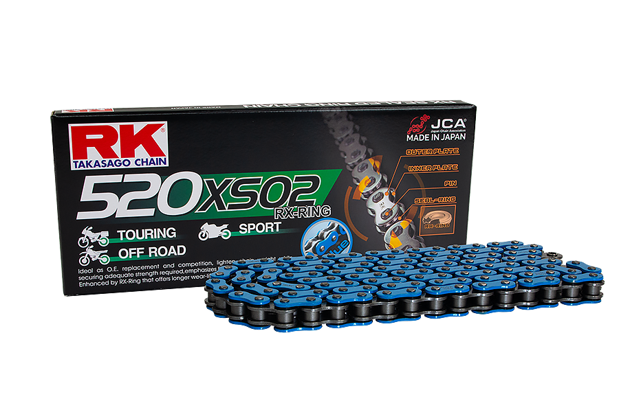 RK Cadena 520XSO con 120 Eslabones Enganche para Remachar en Color Azul
