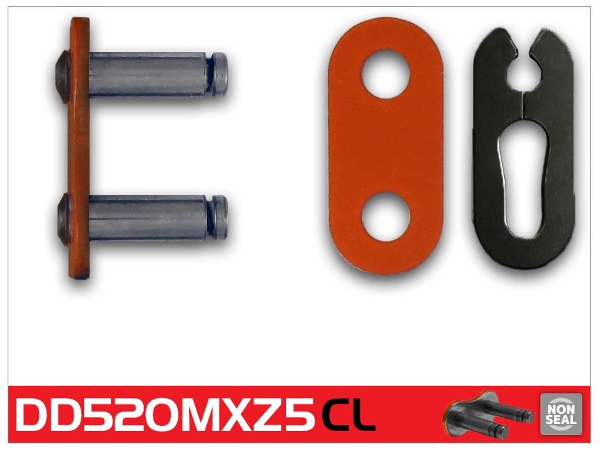 RK Eslabón 520MXZ5 Enganche Clip Rápido en Color Naranja