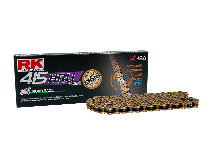 RK Cadena 415HRU con 142 Eslabones Enganche Clip Rápido en Color Oro