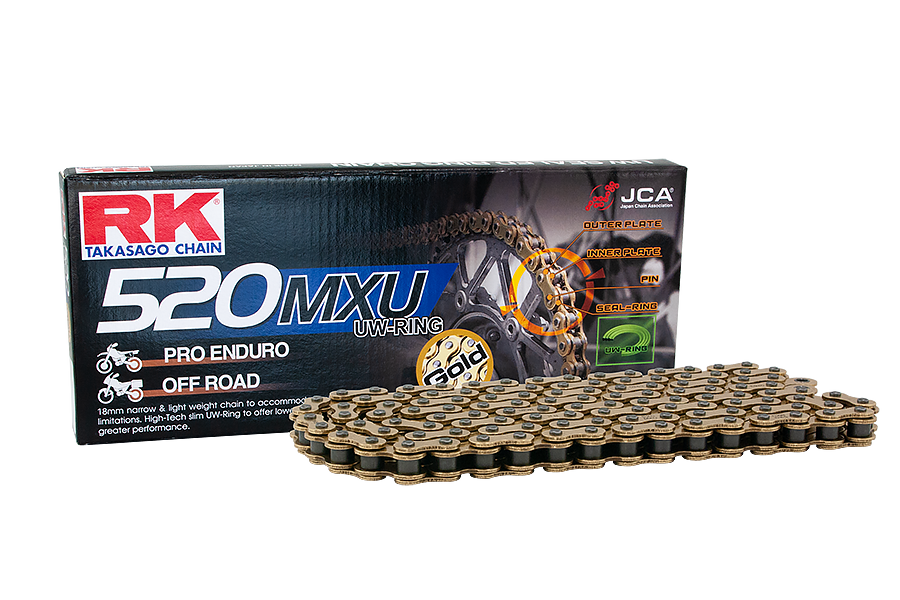 RK Cadena 520MXU con 120 Eslabones Enganche Clip Rápido en Color Oro