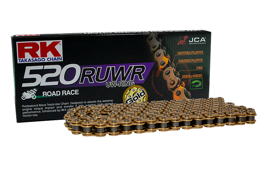 RK Cadena 520RUWR con 122 Eslabones en Color Oro