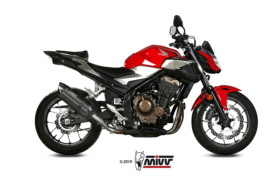 Mivv Slip-On Suono Black con tapa carbono Honda CB 500 F 2019-24