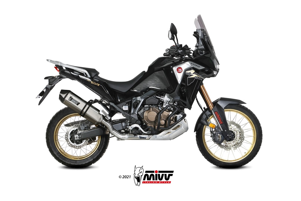 Mivv Slip-On Speed edge St. Steel con tapa carbono Honda CRF 1100 L Africa Twin 2020-23