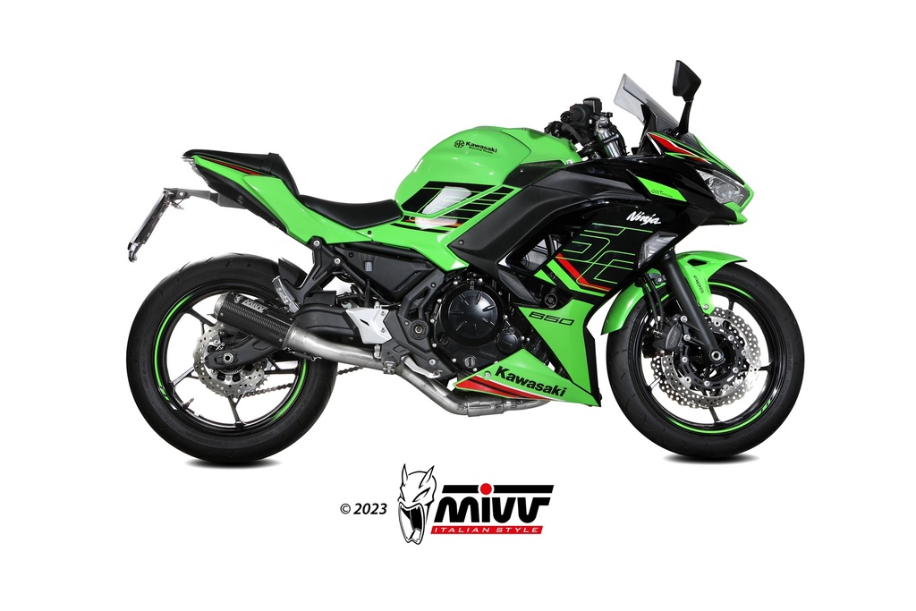 Mivv Full system 2x1 MK3 carbono Kawasaki Ninja 650 / Z650 2024 (2 sondas lambda)