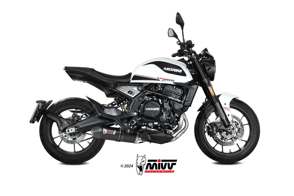 Mivv Slip-On Oval Black con tapa carbono Moto Morini Seiemmezzo STR 2022-24