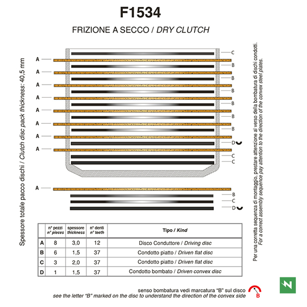 Juego de discos de embrague F1534A