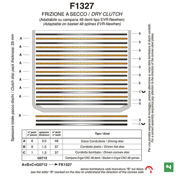 Juego completo discos de embrague _(exF1523ACOR) F1327AC