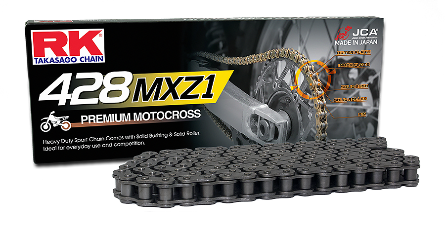 RK Cadena 428MXZ1 con 132 Eslabones Enganche Clip Rápido