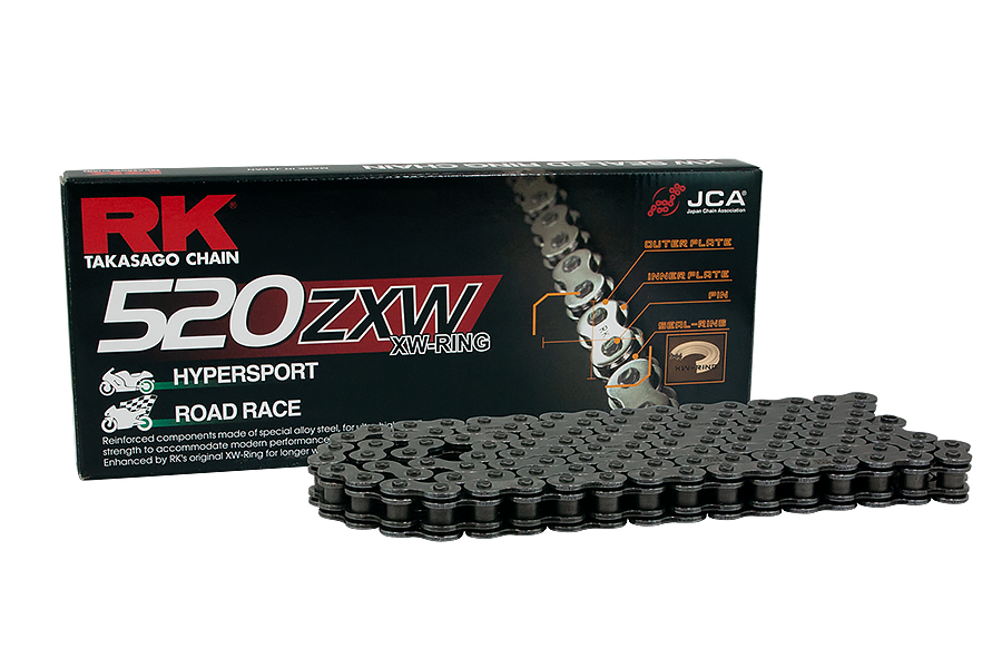 RK Cadena 520ZXW con 120 Eslabones Enganche para Remachar