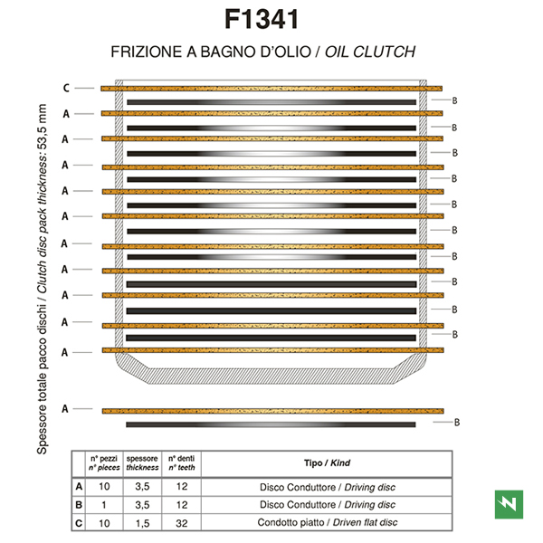 Juego completo discos de embrague F1341AC