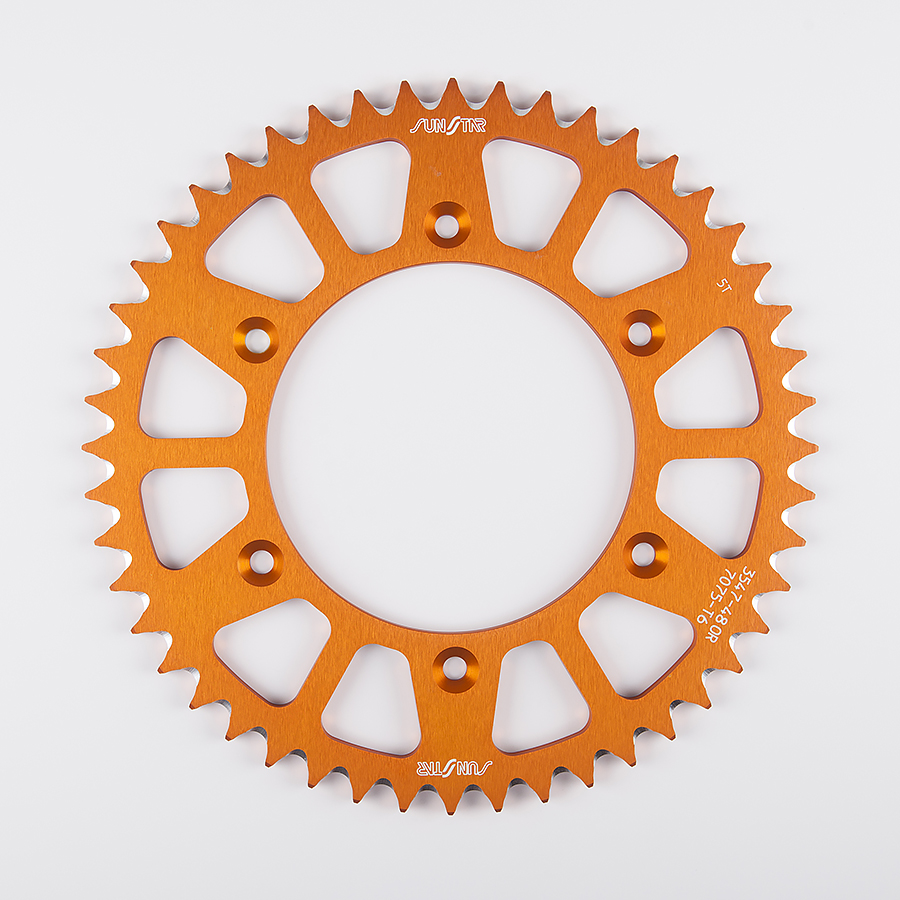 Sunstar Corona de Ergal Triplestar de 48 Dientes en Color Naranja