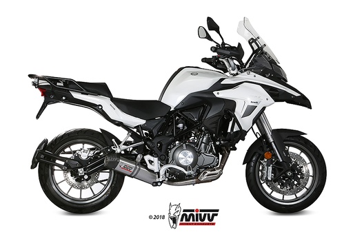 [E.003.L4C] Mivv Slip-On Oval Titan con tapa carbono Benelli TRK 502 2017-24