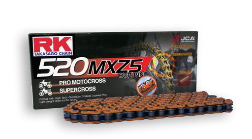 [RK520MXZ5120NA] RK Cadena 520MXZ5 con 120 Eslabones Enganche Clip Rápido en Color Naranja