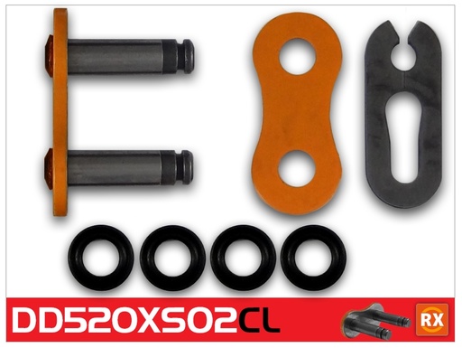 [RK520XSO2CLNA] RK Eslabón 520XSO2/Enganche Clip Rápido en Color Naranja