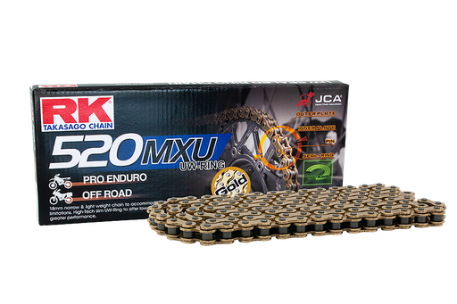[RK520MXU120OR] RK Cadena 520MXU con 120 Eslabones Enganche Clip Rápido en Color Oro