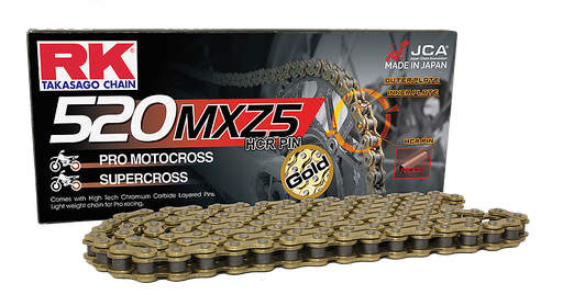 [RK520MXZ5120OR] RK Cadena 520MXZ5 con 120 Eslabones Enganche Clip Rápido en Color Oro