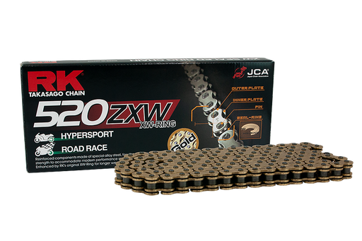 [RK520ZXW120OR] RK Cadena 520ZXW con 120 Eslabones Enganche para Remachar en Color Oro