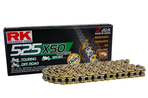 [RK525XSO124OR] RK Cadena 525XSO con 124 Eslabones Enganche para Remachar en Color Oro
