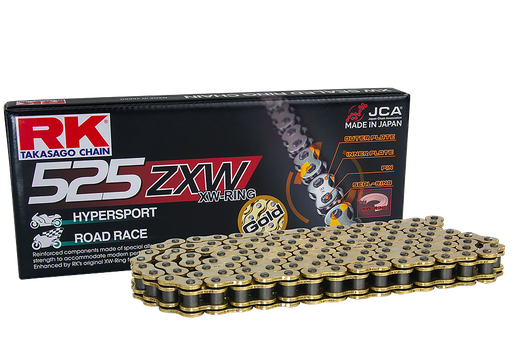 [RK525ZXW120OR] RK Cadena 525ZXW con 120 Eslabones con Enganche para Remachar en Color Oro