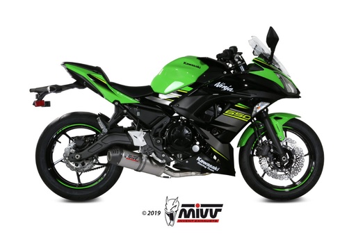 [K.044.L4C] Mivv Full system 2x1 Oval Titan con tapa carbono Kawasaki Ninja 650 / Z650 2017-23