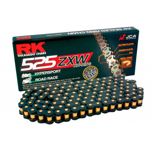 [RK525ZXW120NE] RK Cadena 525ZXW con 120 Eslabones con Enganche para Remachar en Color Negro