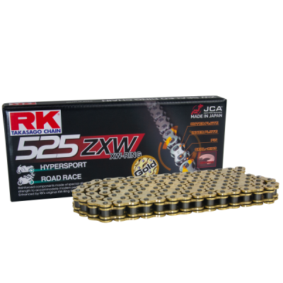 [RK525ZXW128OR] RK Cadena 525ZXW con 128 Eslabones con Enganche para Remachar en Color Oro