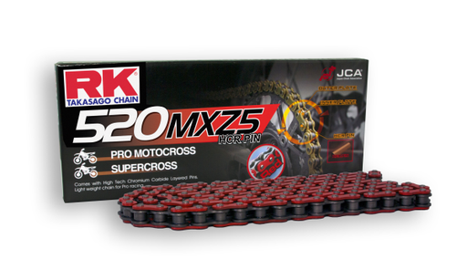 [RK520MXZ5120RO] RK Cadena 520MXZ5 con 120 Eslabones Enganche Clip Rápido en Color Rojo