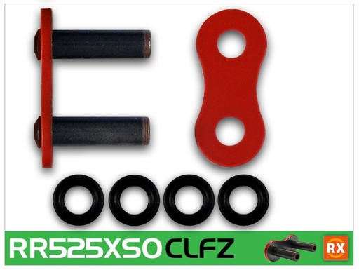 [RK525XSOCLFRO] RK Eslabón 525XSO/Enganche para Remachar en Color Rojo