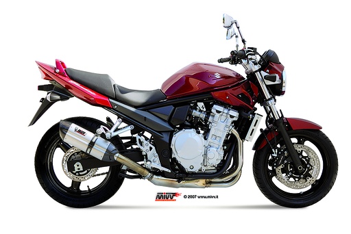 [S.030.L7] Mivv Slip-On Suono St. Steel con tapa carbono Suzuki GSF 650 Bandit 2007-15 / GSX 650 F 2008-15