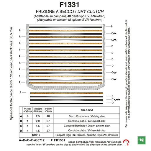 [F1331A] Juego de discos de embrague  z48_(exF1583OR) F1331A