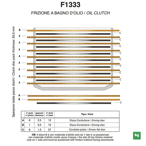 [F1333A] Juego de discos de embrague _(exF1567OR) F1333A