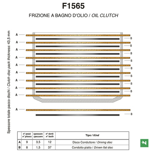 [F1565A] Juego de discos de embrague F1565A