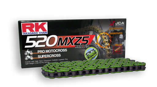[RK520MXZ5120VE] RK Cadena 520MXZ5 con 120 Eslabones Enganche Clip Rápido en Color Verde